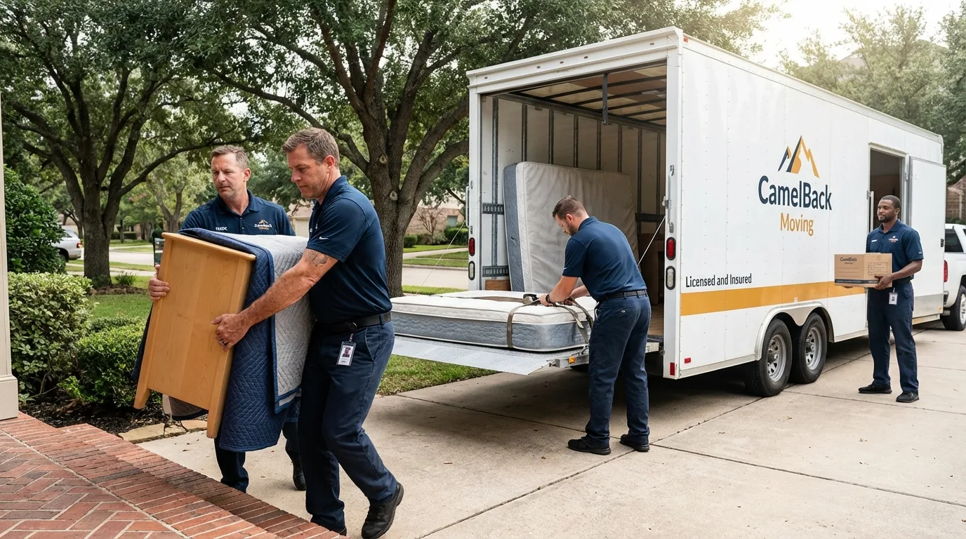 Crew loading residential truck for cross-state move from Seattle, WA