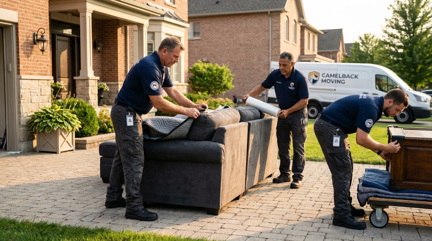 Large estate moving crew wrapping furniture in Seattle, WA